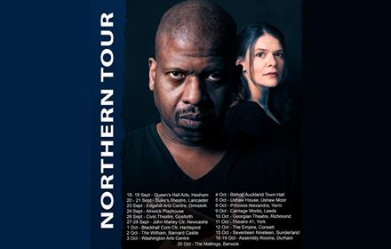 Two actors performing in the Northern Tour of Othello with tour dates