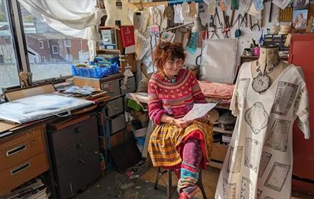 Artist Dinah Kelly in her studio