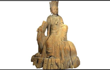 A wooden carving of the Buddhist figure of Guanyin