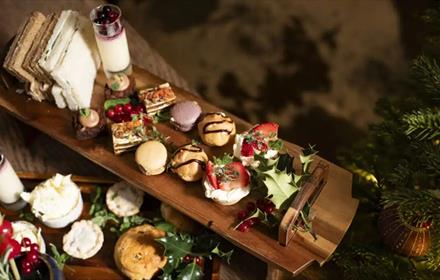 A festive afternoon tea at the High Force Hotel, a selection of cakes, sandwiches and scones