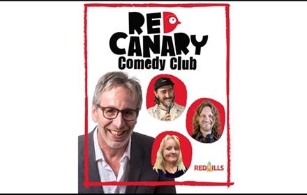 Poster with images of comedians taking part.