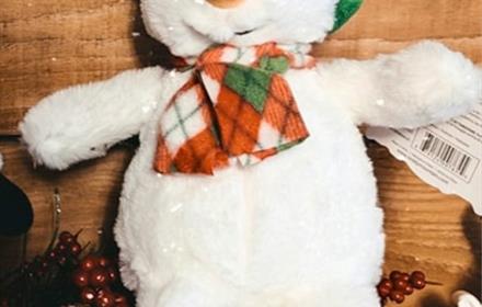 Snowman cuddly toy.