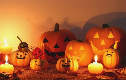 Spooky pumpkins and candles