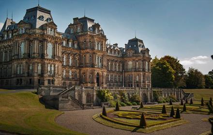 Exterior view of The Bowes Museum and grounds.