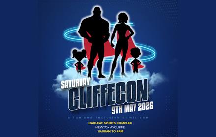 Cliffecon 2026 advertising poster with event date and location
