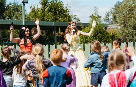 Two princesses entertaining families at Tweddle Farm.