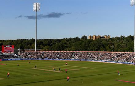 A match at Seat Unique Riverside on a sunny day, Lumley Castle pictured in the background.