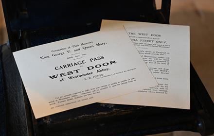 Carriage pass to 'West Door of Westminster Abbey'