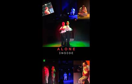 Collage of images showing actors dressed as prison officers and prisoners