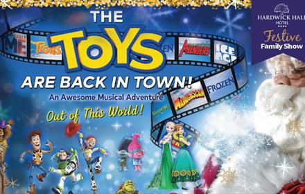 Toy Story, Frozen, Madagascar, Trolls, Shrek & The Avengers, characters on a poster with Santa.