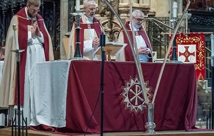 Three members of The Clergy at Durham Cathedral - Procession of Palms and Reading of Passion