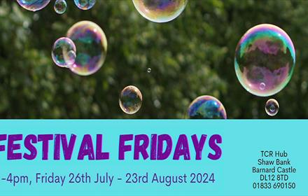 Bubbles, text reads, 'Festival Fridays'