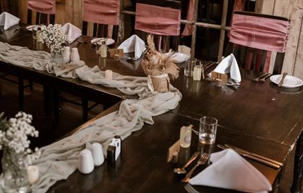 Table staged for a wedding at South Causey Inn