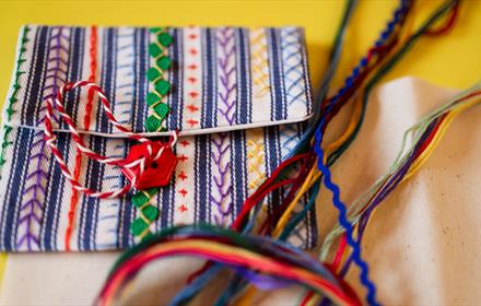 Colourful needlework bag.