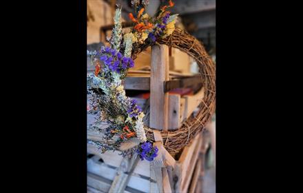 Natural flower wreath of dried flowers.