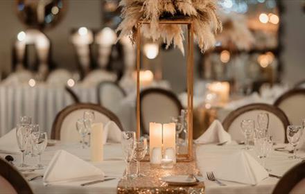 Tables set for a wedding at South Causey Inn