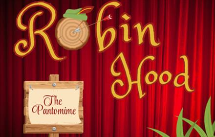 Robin Hood - The Pantomime. Background shows stage curtain.