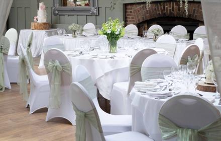 Tables set for a wedding at The Morritt Hotel Garage and Spa