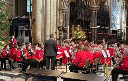 Durham Miners Brass Band performing Christmas Carols.