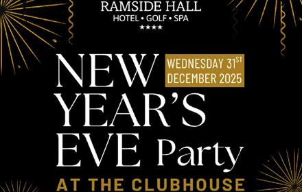 New Year's Eve Party at The Clubhouse poster with fireworks.