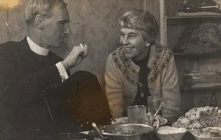 Richard and Joan Rutt sharing a meal at Hyeonyang Orphanage, South Korea, 5 November 1969