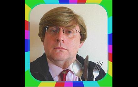 Safety expert Ian Crawford holding cutlery