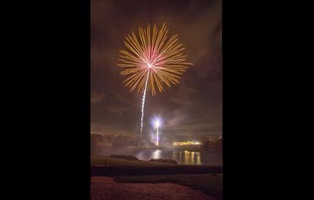 Fireworks over the lake at Hardwick Park