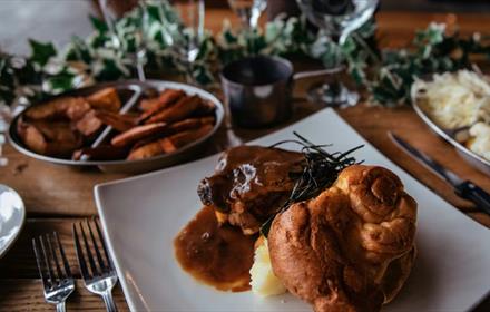 Sunday Carvery at South Causey Inn - meat. Yorkshire Puddings and a selection of vegetables.
