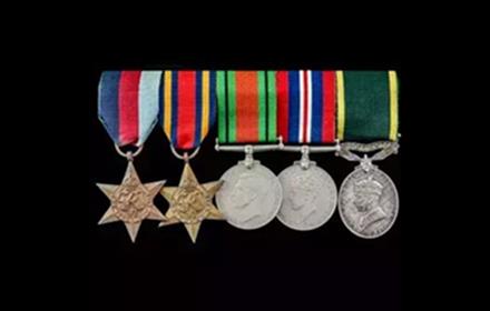 A display of military medals by David Douglas.