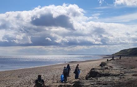 People cleaning up Horden beach.