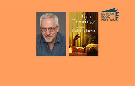 Alan Hollinghurst and an image of his book, 'Our Evenings'. 
