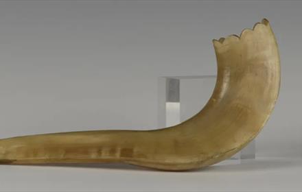 A Jewish shofar made from animal horn.