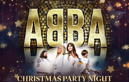 Text reads, 'Abba Christmas Party Night' and shows members of tribute act, 'Voulez 2'.