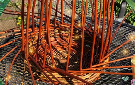 Image of a basket being woven at Dalton Moor Farm.