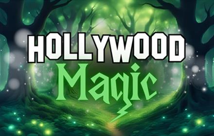 Text reads 'Hollywood Magic' with background showing an enchanted forest.