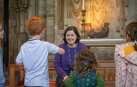 Children on a mini tour in Durham Cathedral