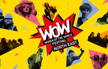 Women of the World Festival poster, showing photos of women.