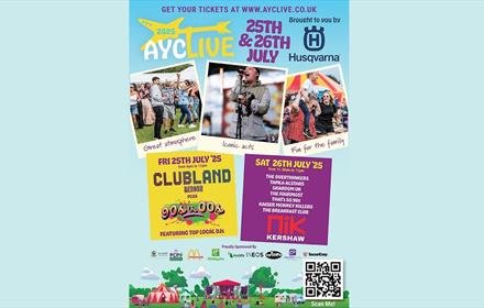 Ayclive 2025 advertising poster showing details of events