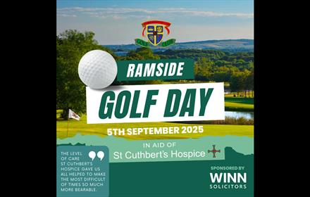 Text reads, 'Ramside Golf Day' against a photograph of Ramside Golf Course.