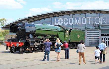 The flying Scotsman engine outside Locomotion railway museum in shildon, county durham.