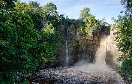 High Force Waterfall, blue skies