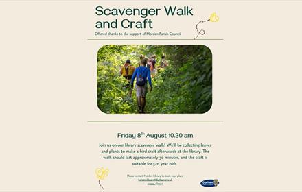 A group of people walking alongside hedgerows plus details of the event