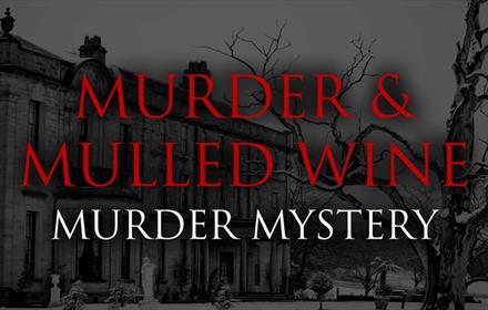 Murder & Mulled Wine murder mystery with a spooky image of Beamish Hall in the background
