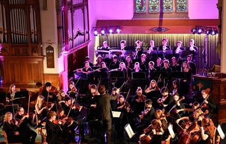 Durham student orchestra performing at Elvet Methodist Church, Durham City