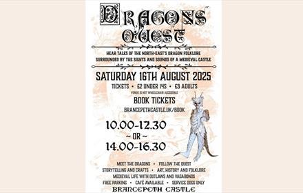 Dragon Quest Poster with details of the event and dressed in a white dragon costume