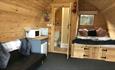 inside a glamping pod