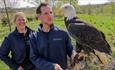 Anna Warnecke CEO and Jimmy Robinson Curator of Birds & Conservation The Lost Feather with a Bald Eagle.
