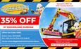 35% off Diggerland Durham. Buckets of fun for everyone. Photo of digger.