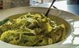 A dish of Pesto Pasta