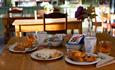 Breakfast at Ushaw Historic House, Chapels and Gardens - cereal, pastries, tea and toast.